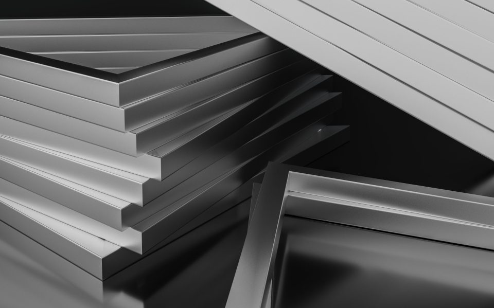 3d rendering, triangle metal framework, industrial background, computer digital background